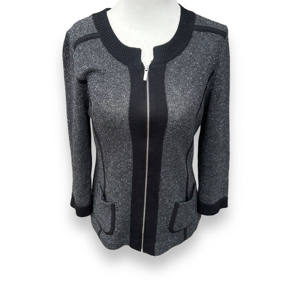 Banana Republic Silk Blend Cardigan Sweater Black Gray Size Medium